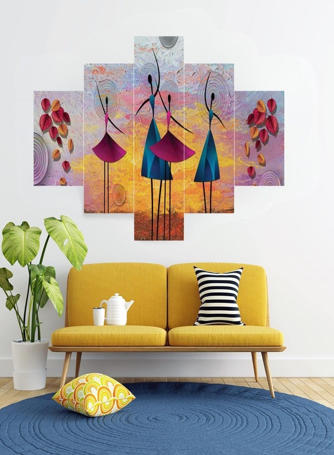 Masstone Dancing Girls Paintings | Wall Painting for Living Room, Set of 5 (76x43 Cm) | Scenery Painting for Wall Decoration | Abstract Painting for Bedroom | Painting for Wall Art - Image 3