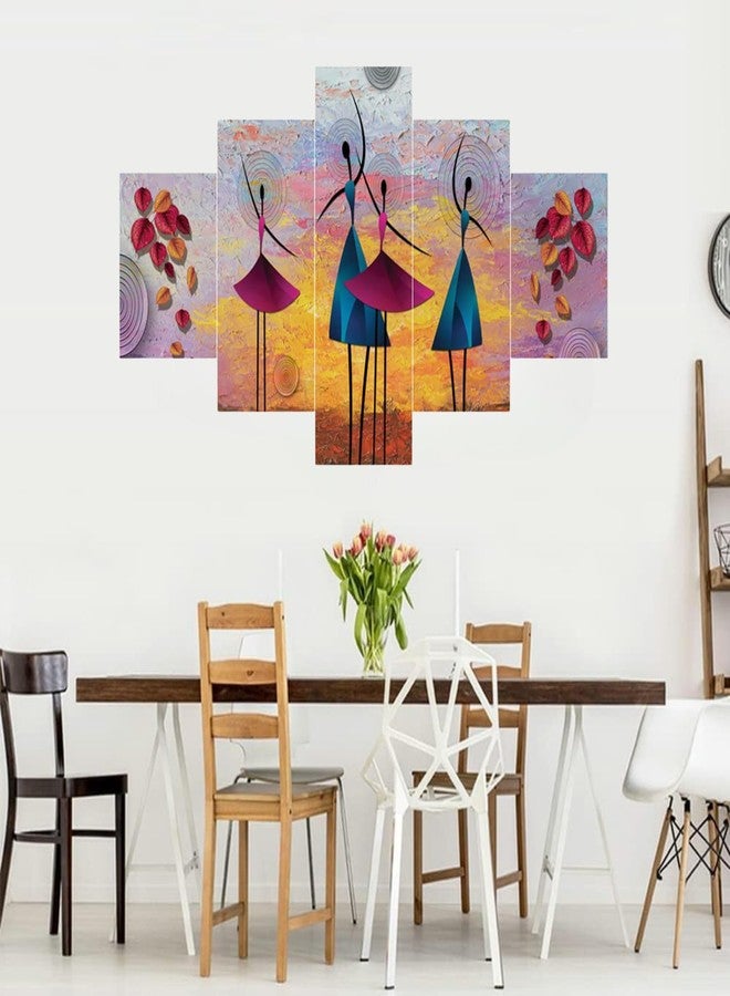 Masstone Dancing Girls Paintings | Wall Painting for Living Room, Set of 5 (76x43 Cm) | Scenery Painting for Wall Decoration | Abstract Painting for Bedroom | Painting for Wall Art - Image 5