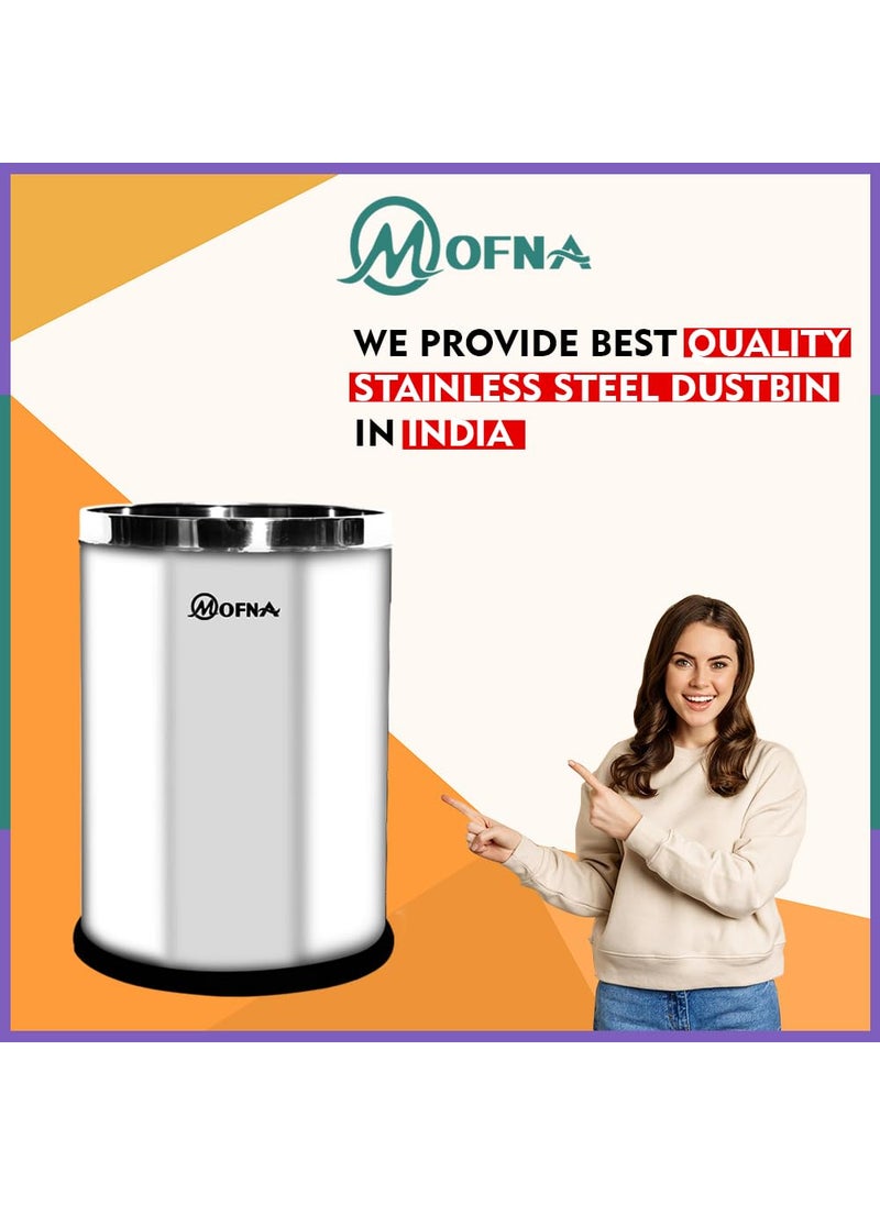 mofna Mofna Stainless Steel Solid Open DustbinStainless Steel Garbage BinMedium and Large 11 Litre 8X12 18 Litre 10 X 14 Set of 2 Pcs  - Image 5