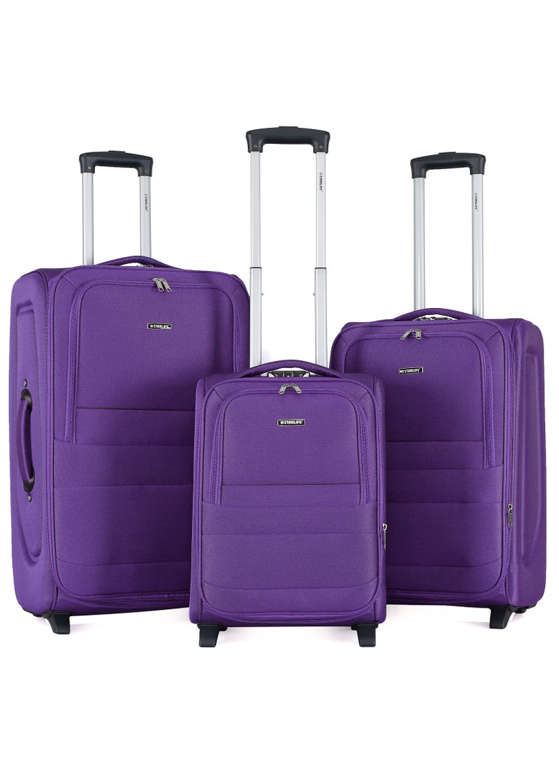 STARLIFE Set of 3 Light Weight Polyester Trolley Luggage 2 Wheels With Number Lock 20,24,28 Inches - Image 1