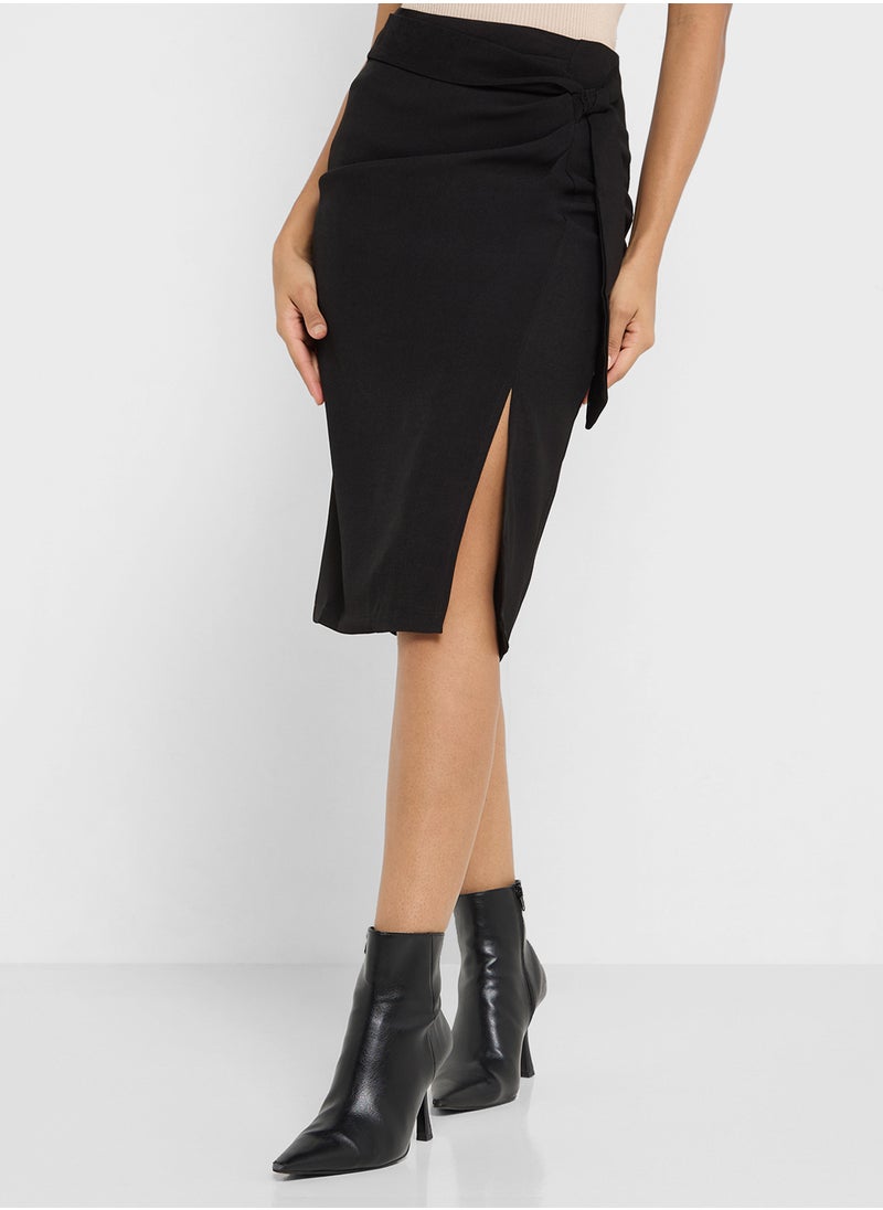 ELLA Knot Detail Skirt With Slit  - Image 2