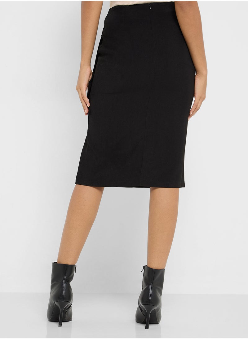 ELLA Knot Detail Skirt With Slit  - Image 3