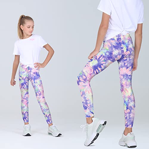 Quedoris Girls 3-Pack Printed Leggings Tie Dye Pink/Purple/Navy 130Y - Image 3