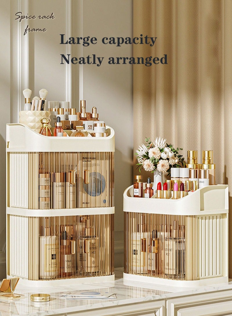 صندوق تخزين مستحضرات التجميل مقاوم للغبار وسعة تخزين كبيرة وصندوق تخزين للعناية بالبشرة متعدد الطبقات ببابين ورف شفاف 40.5*24*15.5 سم - Image 2