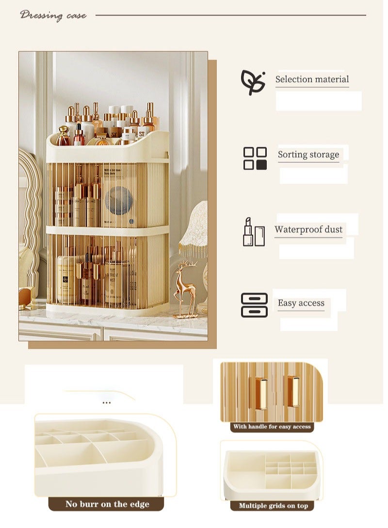 صندوق تخزين مستحضرات التجميل مقاوم للغبار وسعة تخزين كبيرة وصندوق تخزين للعناية بالبشرة متعدد الطبقات ببابين ورف شفاف 40.5*24*15.5 سم - Image 4