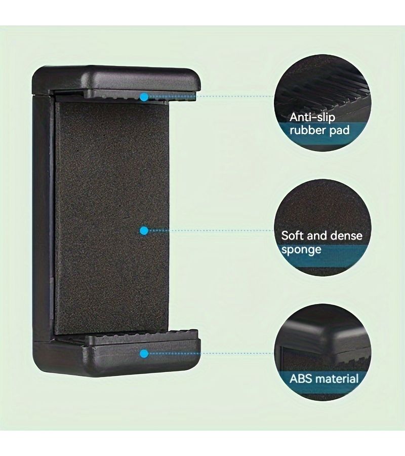 حامل هاتف عالمي قابل للتعديل مع برغي 1/4 بوصة للحامل ثلاثي القوائم والحامل الأحادي وعصا السيلفي باللون الأسود، متوافق مع ملحقات البث المباشر والتصوير الفوتوغرافي. - Image 3