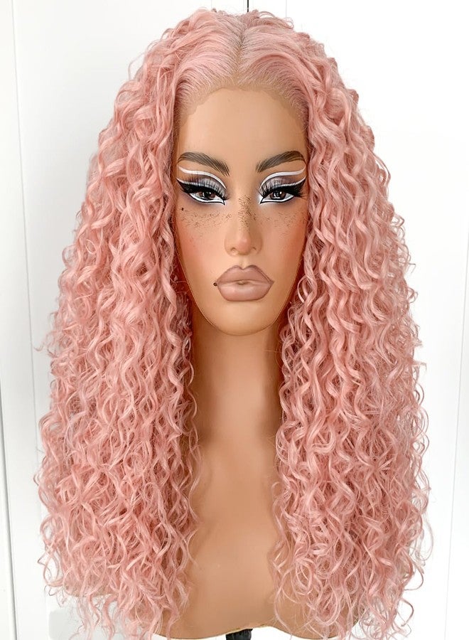 MITIMES 13x6 Pink Curly wig Wear And Go Glueless Wig Pre-Plucked Afro HD Lace Front Wig Synthetic Layered Kinky Curly For Fashion Women - Image 2