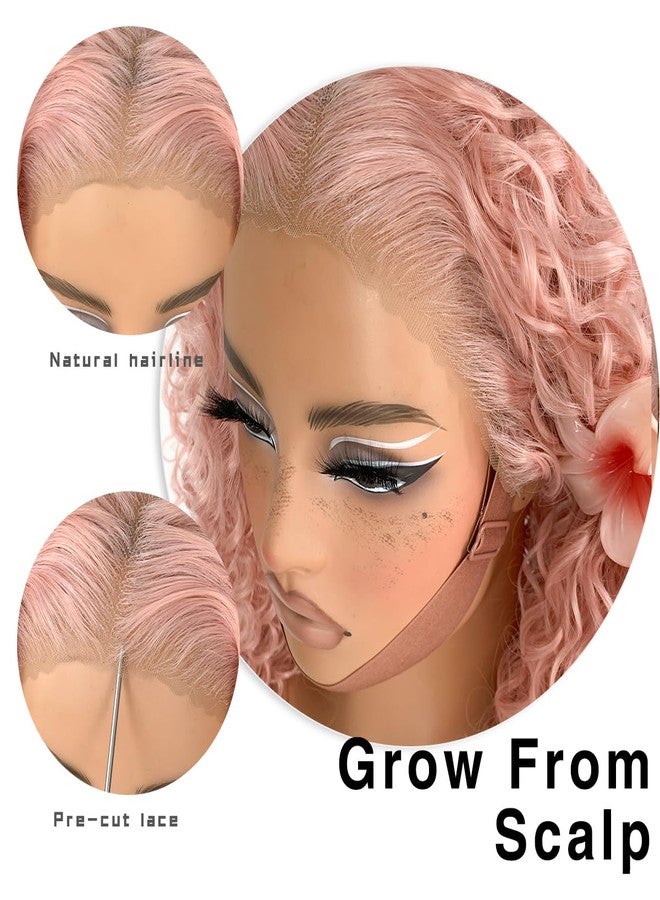 MITIMES 13x6 Pink Curly wig Wear And Go Glueless Wig Pre-Plucked Afro HD Lace Front Wig Synthetic Layered Kinky Curly For Fashion Women - Image 3