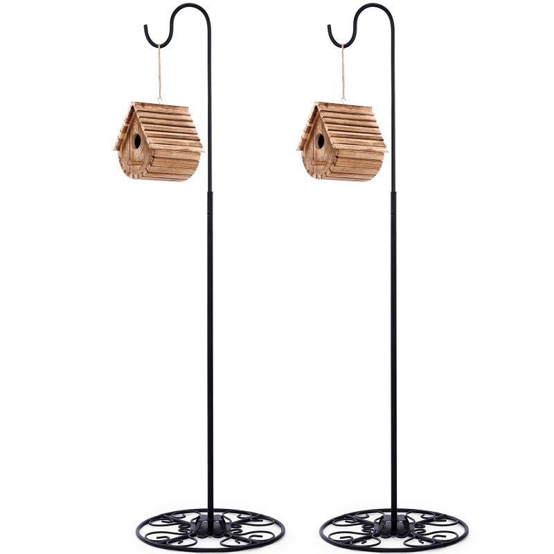Blulu 3455 Inch Adjustable Black Iron Shepherds Hook with Base Indoor Outdoor Wind Chime Stand Bird Feeder Stand Hanging Plant for Garden Plants Weddings Event Home Decor1 Pcs