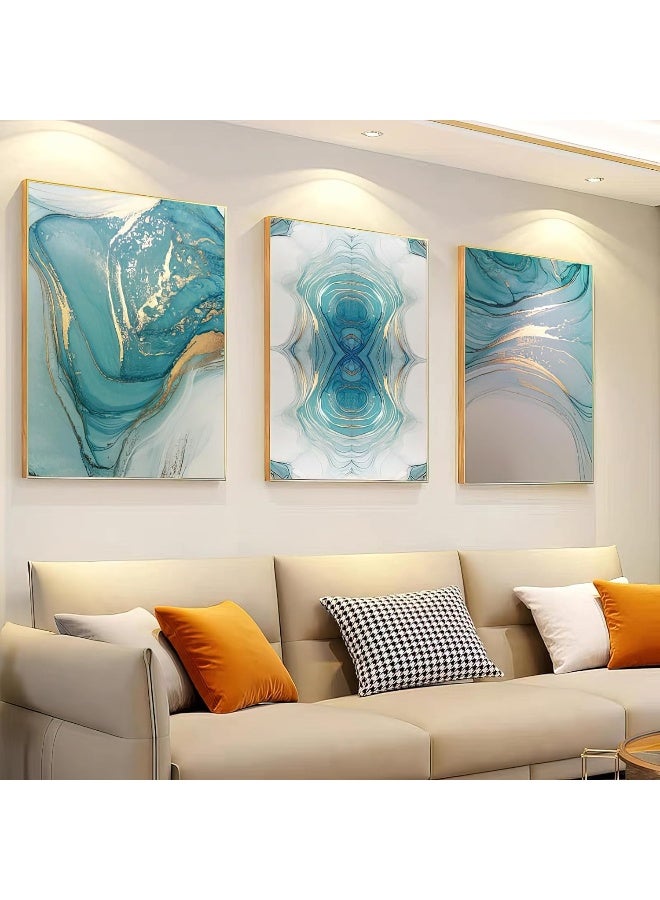 BLISS VIE Abstract Modern Retro Trend Decor Luxury Style Crystal Porcelain Wall Painting Wall Art for Bedroom Living Room Aluminium Alloy Frame (Modern Abstract set of 3, 40x60 cm x 3)