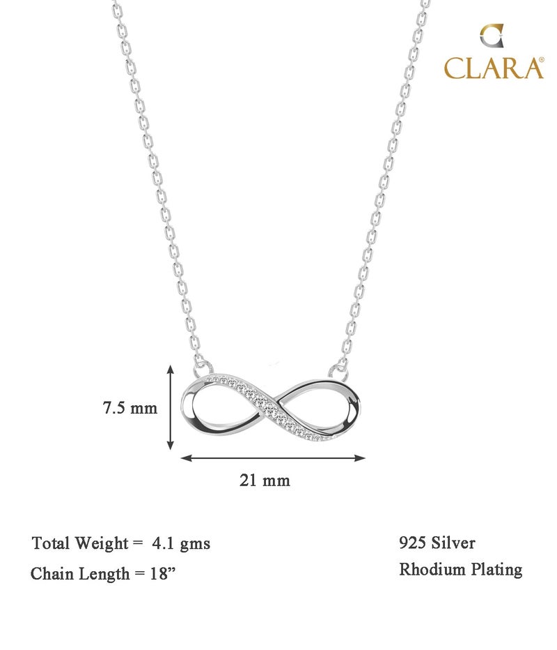 CLARA قلادة سلسلة باندلت إنفينيتي من الفضة الإسترلينية 925 | مطلية بالروديوم، زركونيا سويسرية | هدية للنساء والفتيات - Image 5