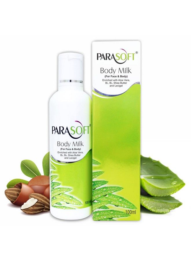 Parasoft Daily Nourishing Body Milk With Aloe Vera Shea Butter Vitamin B3 & B6 Non Sticky Hydrating Moisturizing Body & Face Milk Lotion For Very Dry Skin Acneprone Skin (100 Ml) - Image 2
