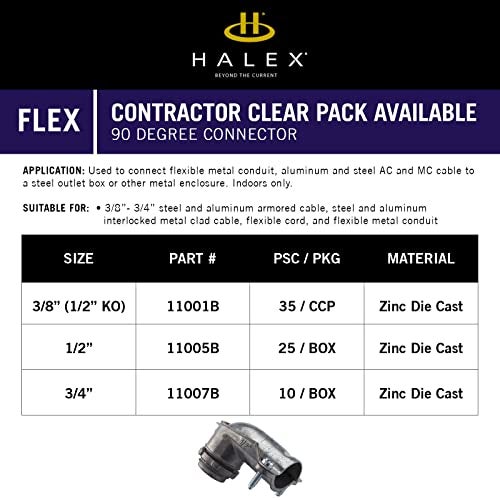 Halex - 3/8" (1/2" KO) Flex 90DEG Connector - 35/CCP - Image 4