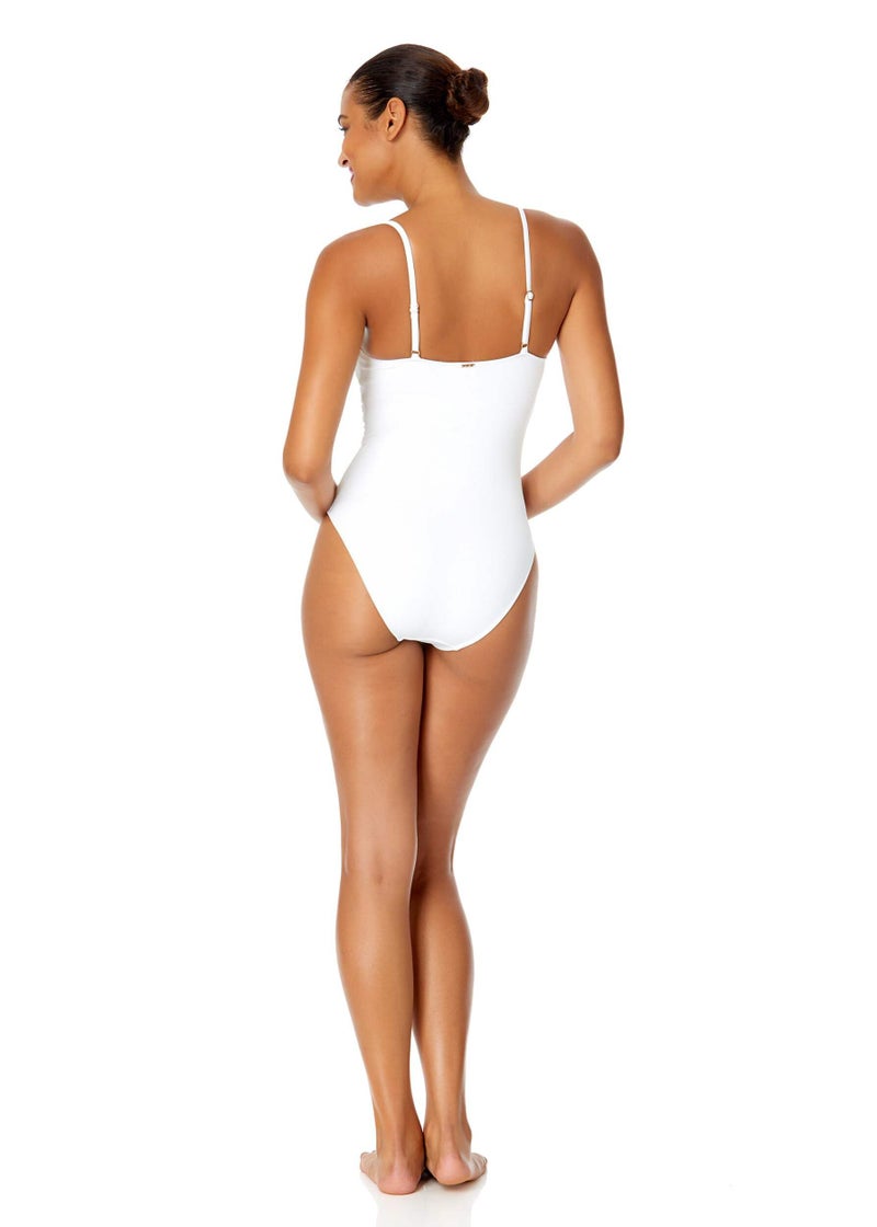 Anne Cole Women's Shirred Classic Lingerie One Piece Swimsuit, White, 8 - Image 5