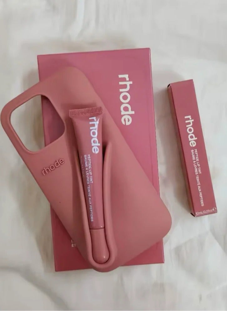 Rhode iPhone 15 plus Case with Lip Gloss ,Mobile phone case Lipstick Set(Toast), Shockproof, scratch-resistant, portable, Rhode Applicable to iPhone 15 plus - Image 2