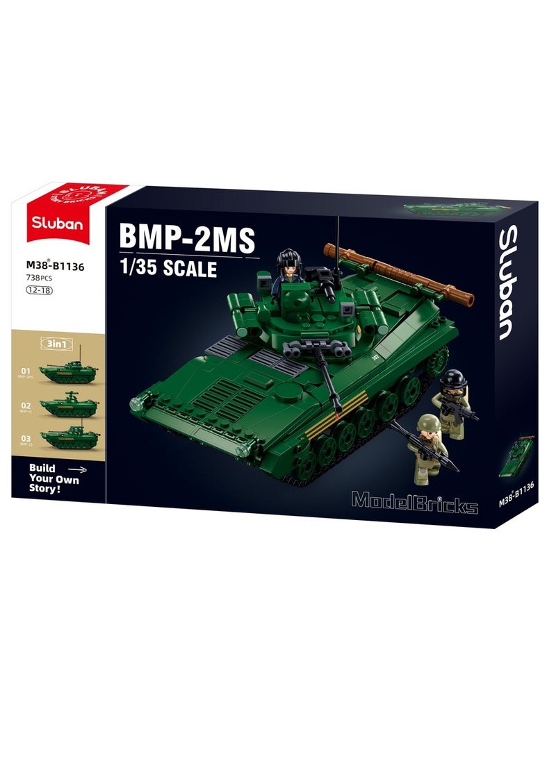 Sluban Sluban - Model Bricks Infantry Fighting Vehicle BMP-2MS 1/35 738 Pieces - M38-B1136  - Image 1