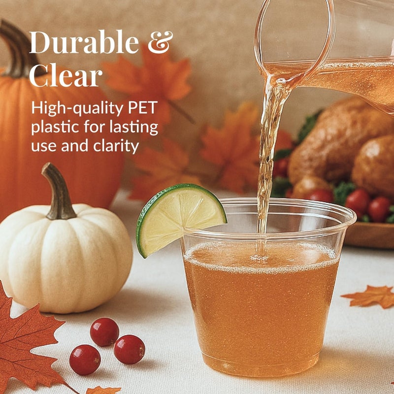 Prestee Clear Plastic Party Cups Disposable - PET Clear Water Plastic Cup Disposable - Plastic Wine Cups - Clear Disposable Cups - Small Cups - Plastic Drinking Cups (50ct 9oz) - Image 2
