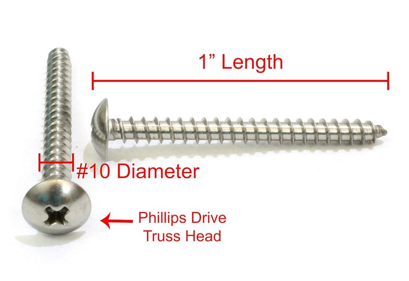 Bolt Dropper #10 x 1 Stainless Truss Head Phillips Wood Screw (100pc) 18-8 (304) Stainless Steel Screws by , ssd Screws - Image 2