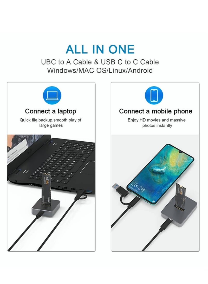 كابتن تيك M.2 to USB Docking Station, USB 3.1 Gen 2 10Gbps, High Speed M.2 to USB C Data Transfer External Hard Drive Enclosure, Base Case RTL9210B Chips for 2230/2242/2260/2280 SSD - Image 4