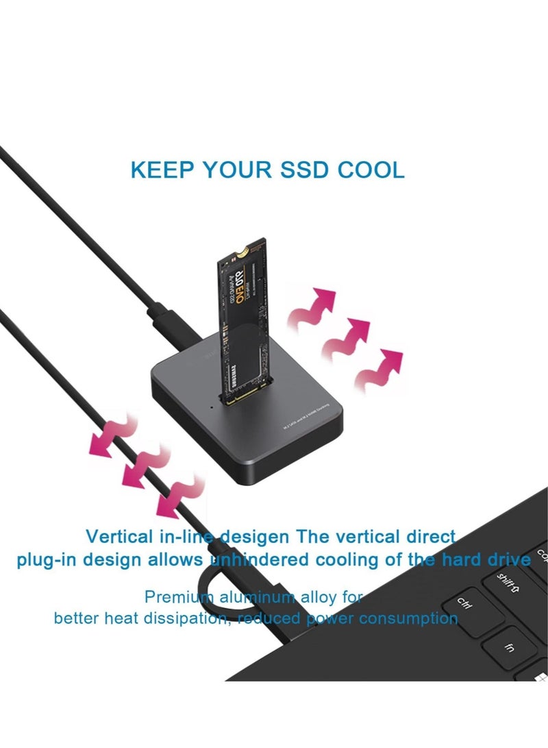 كابتن تيك M.2 to USB Docking Station, USB 3.1 Gen 2 10Gbps, High Speed M.2 to USB C Data Transfer External Hard Drive Enclosure, Base Case RTL9210B Chips for 2230/2242/2260/2280 SSD - Image 5