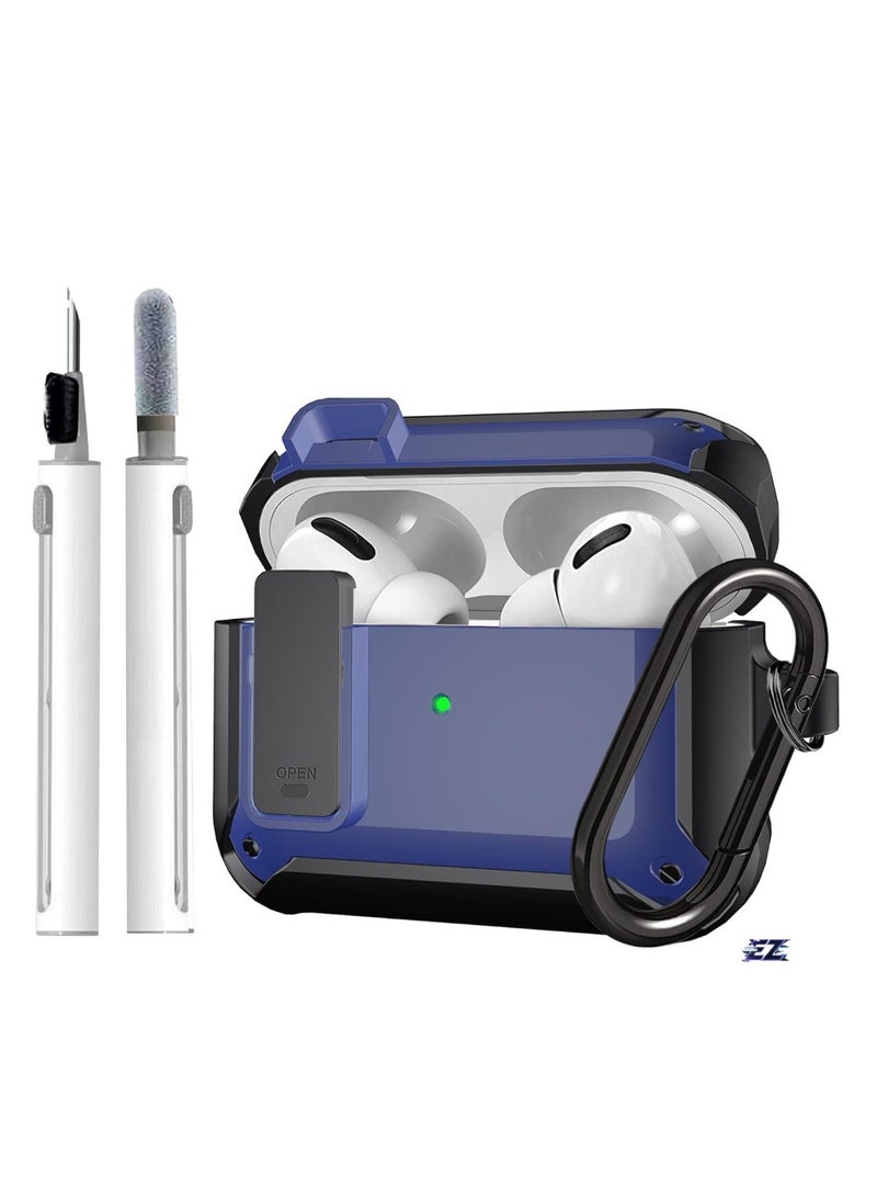 ELTRAZONE Upgraded [Secure Lock] Armor AirPods Pro Case – Shockproof Protective Cover with Secure Lock, Cool Black/Blue Design, Durable for Apple AirPods Pro, Drop-Proof, Shock-Resistant Case for Men & Women - Image 1