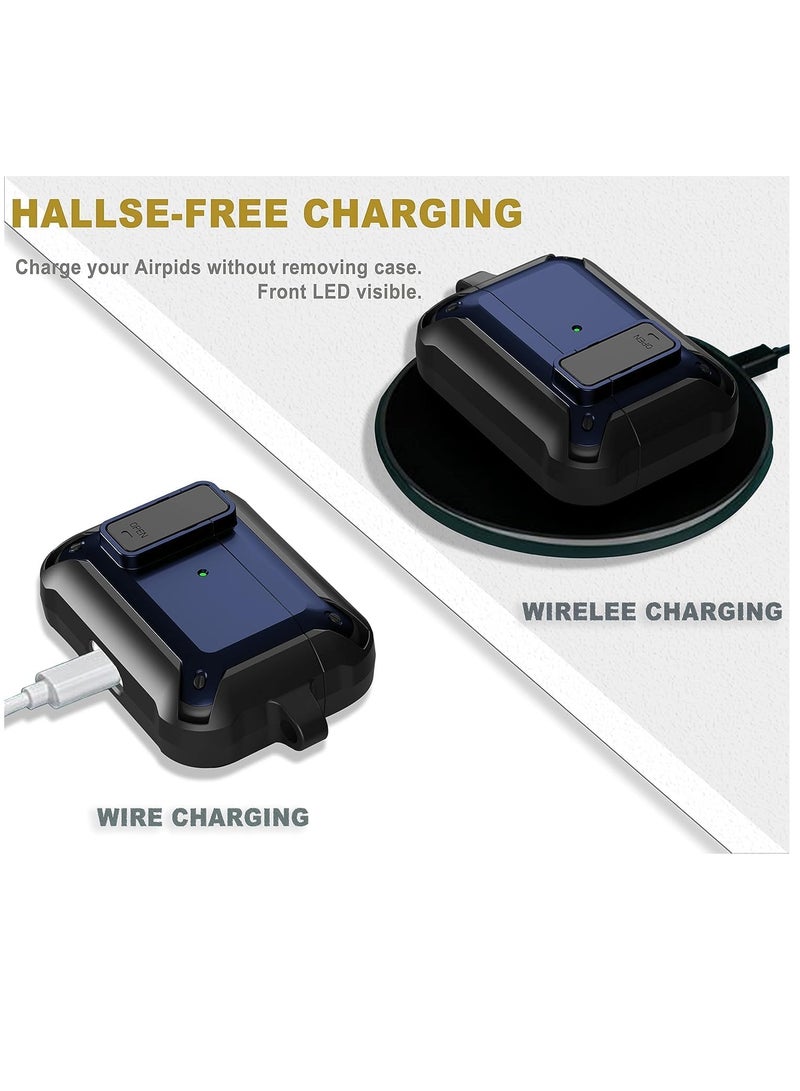 ELTRAZONE Upgraded [Secure Lock] Armor AirPods Pro Case – Shockproof Protective Cover with Secure Lock, Cool Black/Blue Design, Durable for Apple AirPods Pro, Drop-Proof, Shock-Resistant Case for Men & Women - Image 3