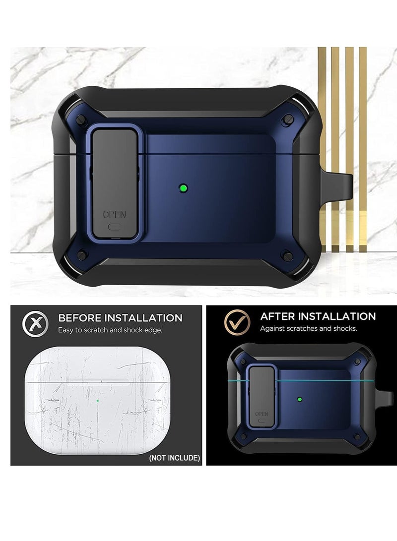 ELTRAZONE Upgraded [Secure Lock] Armor AirPods Pro Case – Shockproof Protective Cover with Secure Lock, Cool Black/Blue Design, Durable for Apple AirPods Pro, Drop-Proof, Shock-Resistant Case for Men & Women - Image 5