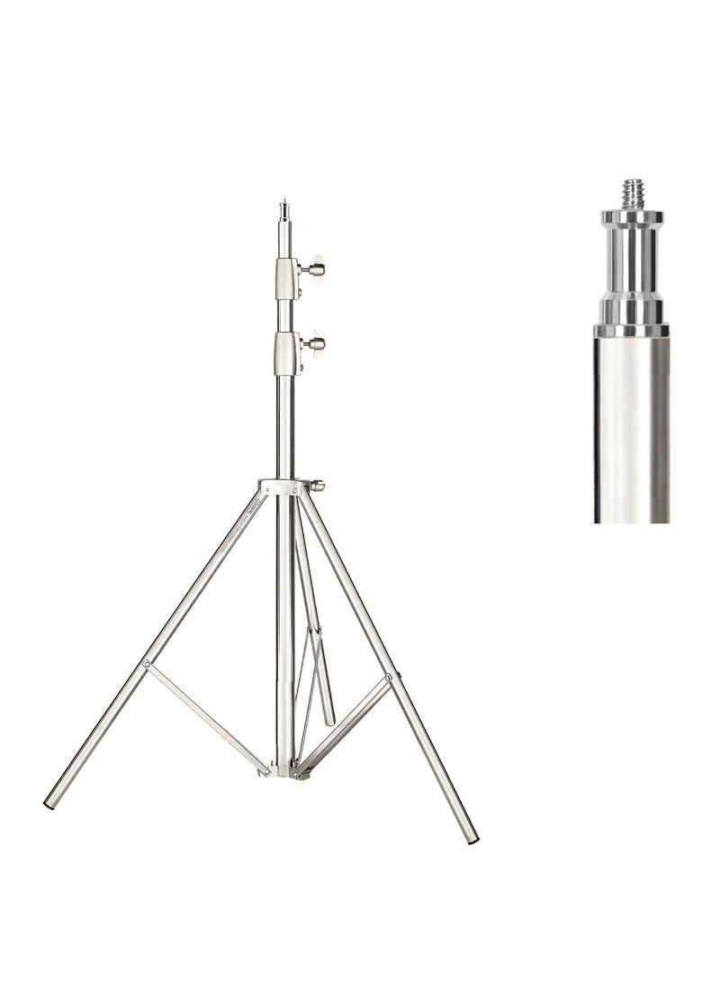 COOPIC L-280MF Heavy Duty Tripod Light Stand - 280cm Max Height, Silver, 3 Sections (25mm, 30mm), 1/4" Screw, Built-In Buffer Spring, Compatible with Most Studio Lights - Image 1