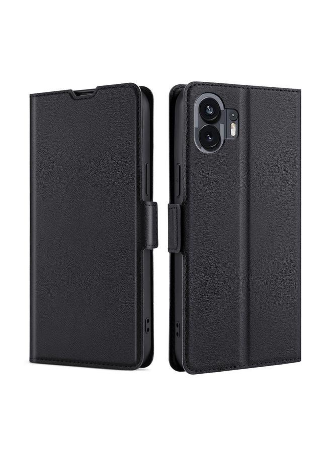 اس-توب جراب لهاتف Nothing Phone 2 مصنوع من الجلد فائق النحافة مع مشبك جانبي قابل للطي أفقيًا - Image 1