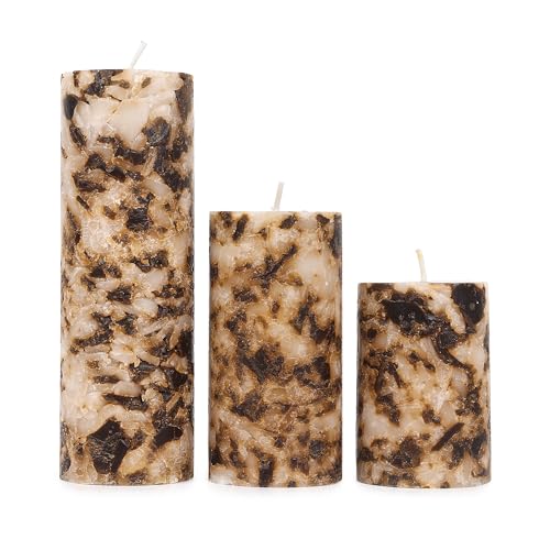 PROSPERRO LUMO By Parkash Candles Set Of 3 Fragrance Pillar Wax Candles Marble Finish(Brown - Coffee) - Image 3