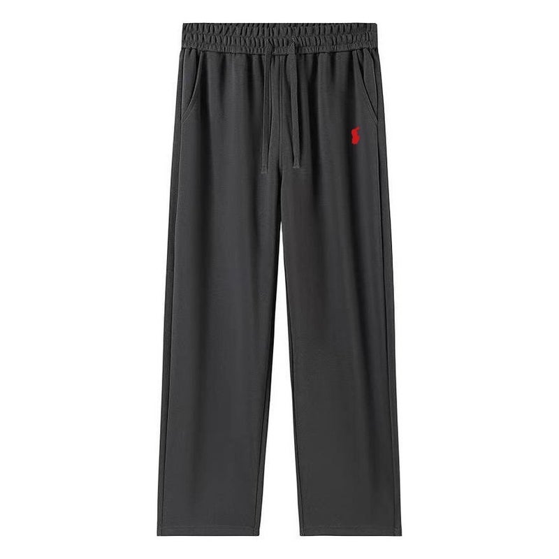 Straight-Leg Pants Without Fleece, Wide-Leg Pants With Drawstring Elastic Waist, Casual Pants For Men And Women, Pony Logo Embroidery Style - Image 3