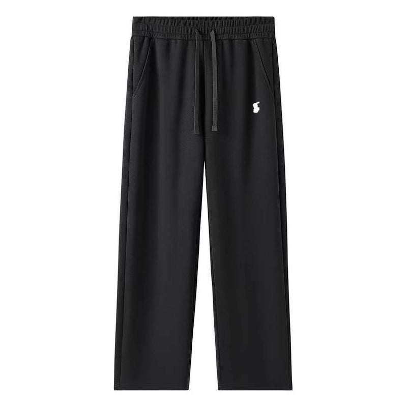 Straight-Leg Pants Without Fleece, Wide-Leg Pants With Drawstring Elastic Waist, Casual Pants For Men And Women, Pony Logo Embroidery Style - Image 4