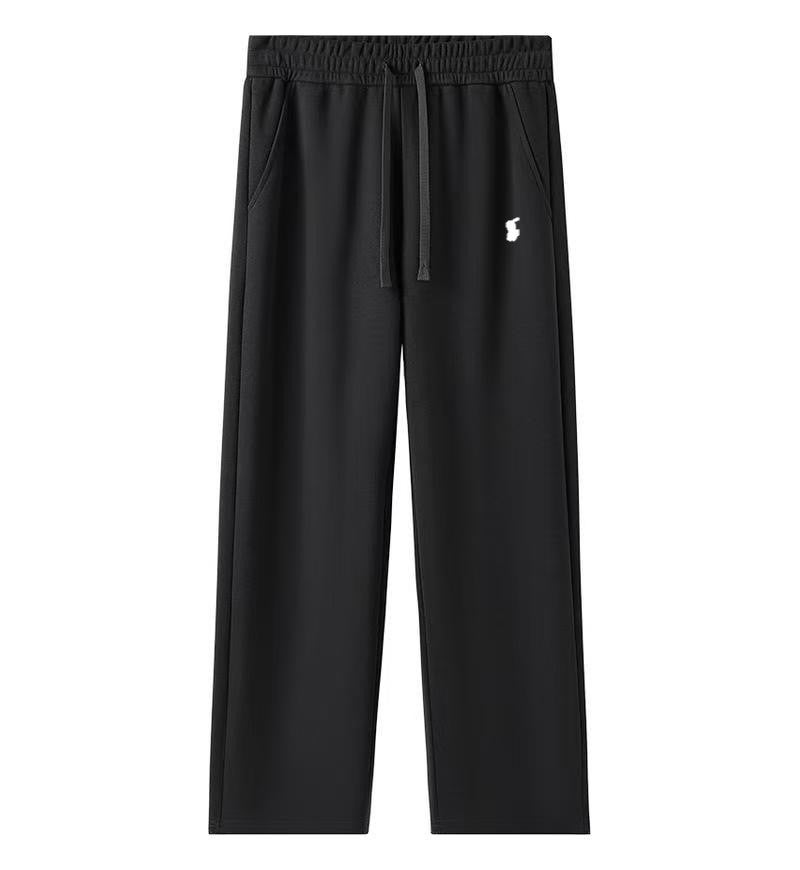 Straight-Leg Pants Without Fleece, Wide-Leg Pants With Drawstring Elastic Waist, Casual Pants For Men And Women, Pony Logo Embroidery Style - Image 1