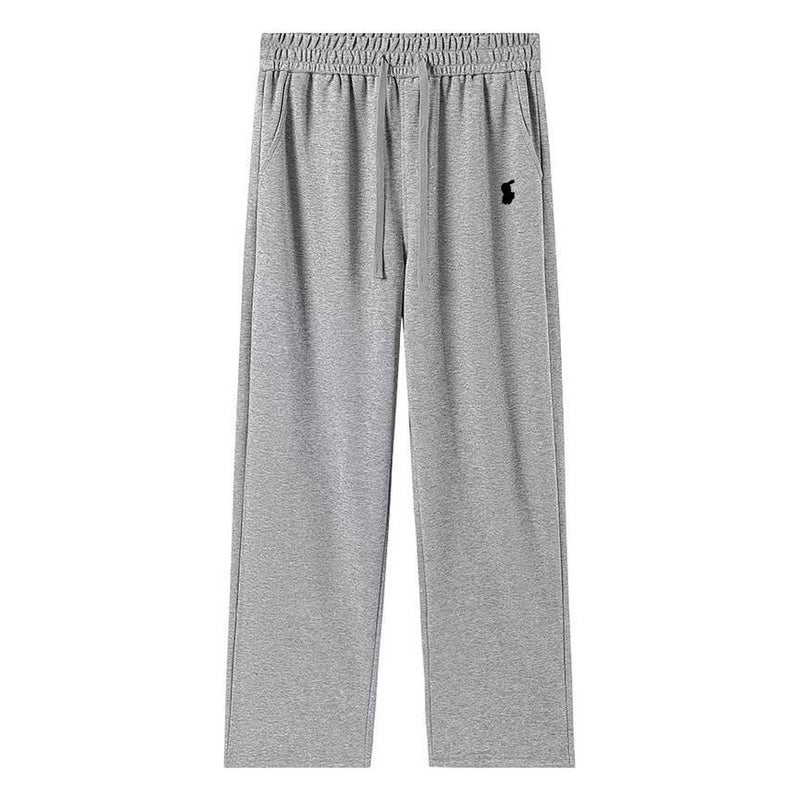 Straight-Leg Pants Without Fleece, Wide-Leg Pants With Drawstring Elastic Waist, Casual Pants For Men And Women, Pony Logo Embroidery Style - Image 2