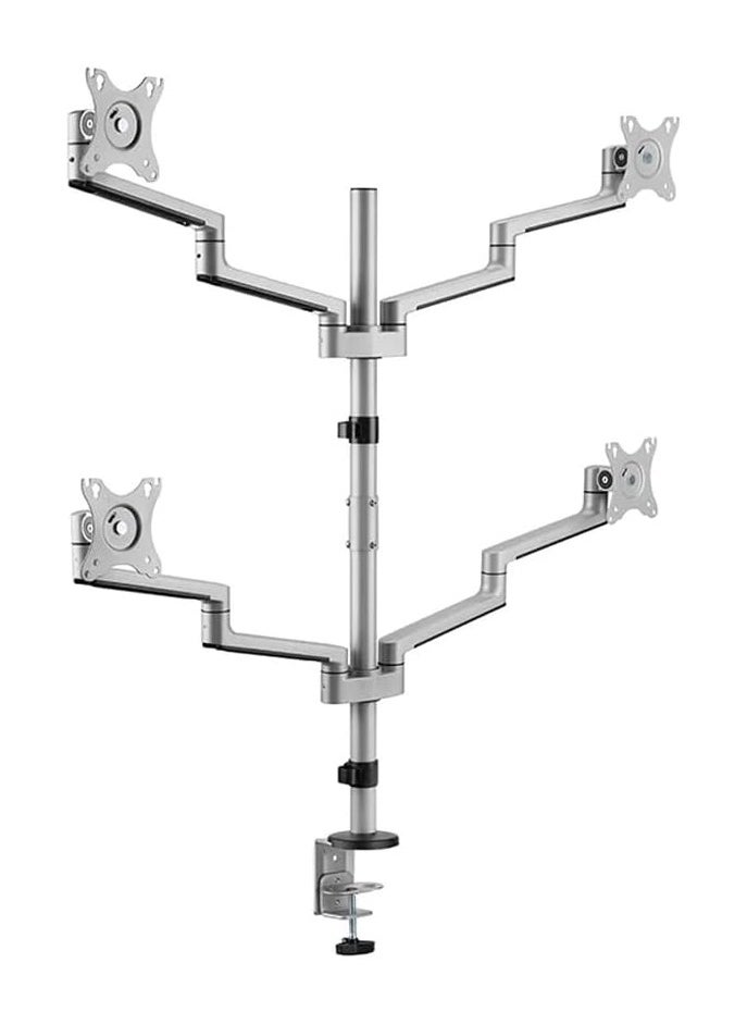 ELTRAZONE Double Quadrant Monitor Stand SH72 CO48 – Premium Aluminium Articulating Dual Monitor Mount, Supports Up to 6kg (13.2lbs) Per Screen, Max VESA 100x100mm, Adjustable Arm for Ergonomic Setup, Matte Black & Matte Silver Finish, Space-Saving Desk Mount - Image 1