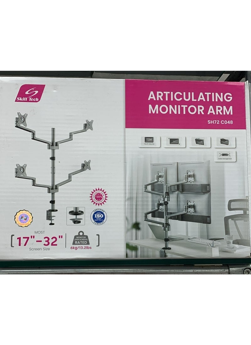 ELTRAZONE Double Quadrant Monitor Stand SH72 CO48 – Premium Aluminium Articulating Dual Monitor Mount, Supports Up to 6kg (13.2lbs) Per Screen, Max VESA 100x100mm, Adjustable Arm for Ergonomic Setup, Matte Black & Matte Silver Finish, Space-Saving Desk Mount - Image 5