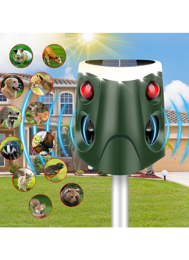 LIXES - Solar Animal Repellent, 360° Ultrasonic Cat Repeller IP66 Waterproof 4 Modes Adjustable Fox Deterrent with 3-Side Motion Flashing Lights, Solar Powered Cat Scarer Dog Rabbit Deer - Image 1