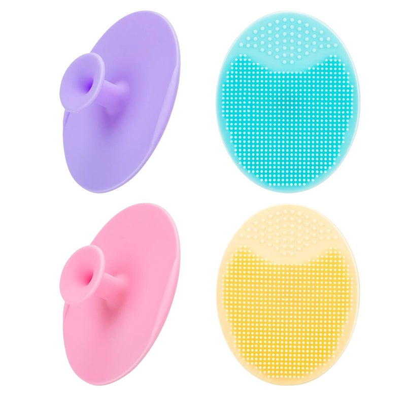 JEXCULL 4 Pack Face Scrubber,JEXCULL Soft Silicone Facial Cleansing Brush Face Exfoliator Blackhead Acne Pore Pad Cradle Cap Face Wash Brush for Deep Cleaning Skin Care