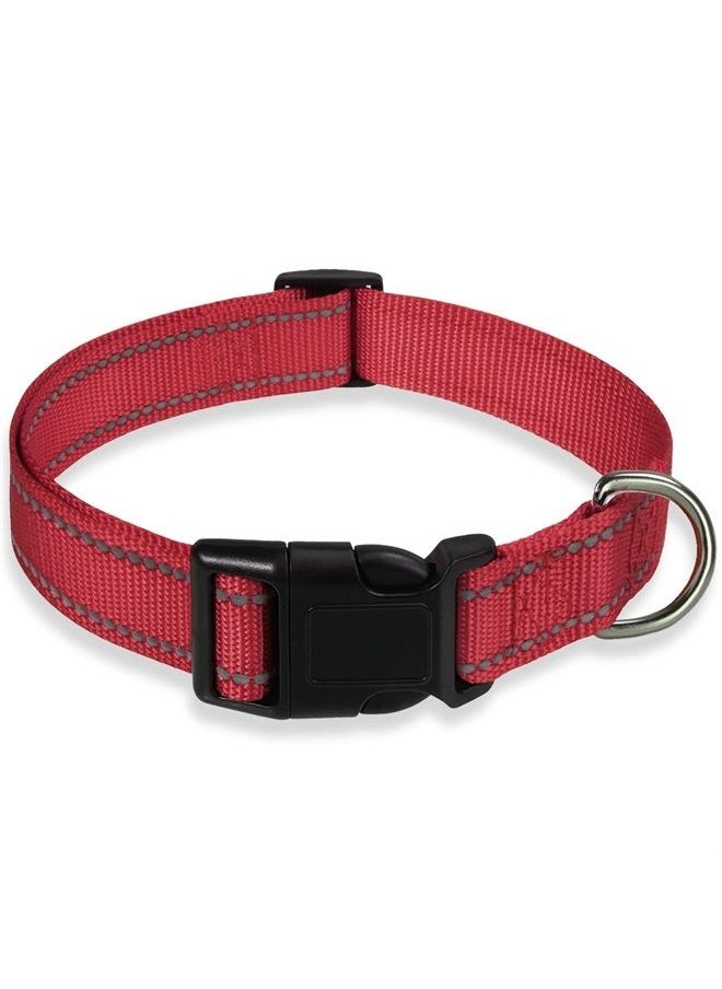 BOOMIBOO - Reflective Dog Collar with Buckle Adjustable Safety Nylon Collars for Small Medium Large Dogs, Red XXS - Image 1