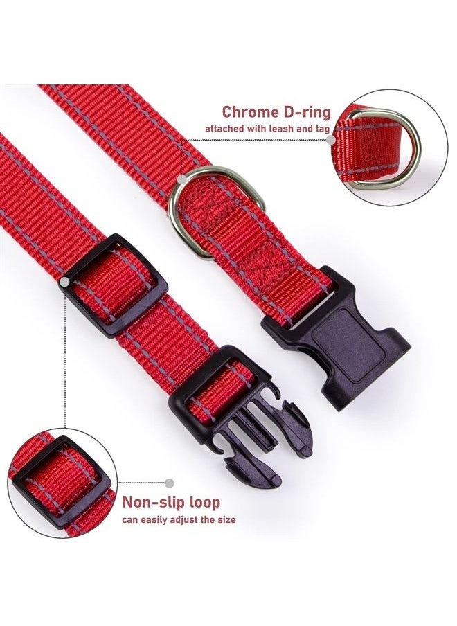 BOOMIBOO - Reflective Dog Collar with Buckle Adjustable Safety Nylon Collars for Small Medium Large Dogs, Red XXS - Image 1