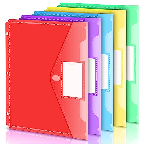 Forvencer Binder Pocket, 5 Pack Super Heavyweight Poly Binder Pocket with Tight Closure, Binder Folders Side Loading, 3 Ring, Binder Dividers with Pockets, Letter Size, Assorted Colors - Image 1