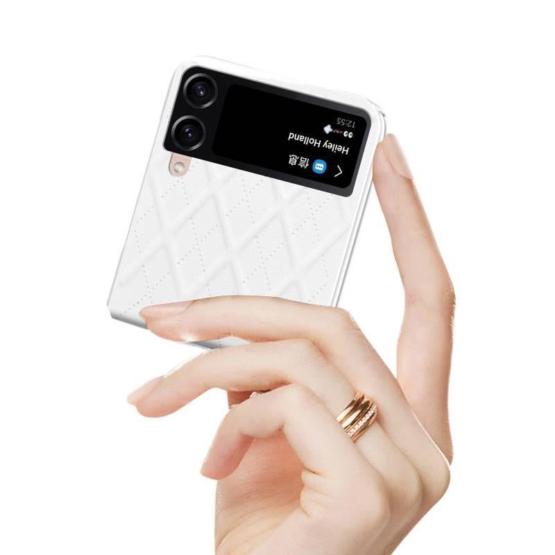 غطاء واقي بملمس باللون وردي جلد لـ Samsung Galaxy Z Flip 6 مع تغطية كاملة ومقاوم للخدش مع مقاوم للصدمات مع حماية من السقوط للاستخدام المتكرر للاستخدام اليومي سهل التخزين - Image 5