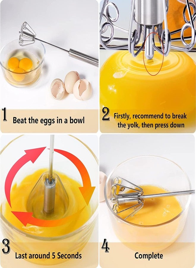 Harman Traders Semi-Automatic Push Rotary Egg Whisk, Stainless Steel, 10 Inch, Hand-Operated Kitchen Whisk for Beating, Blending, Whisking, Milk Frothing - Image 2