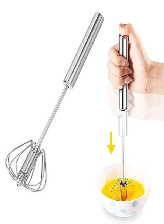 Harman Traders Semi-Automatic Push Rotary Egg Whisk, Stainless Steel, 10 Inch, Hand-Operated Kitchen Whisk for Beating, Blending, Whisking, Milk Frothing - Image 1