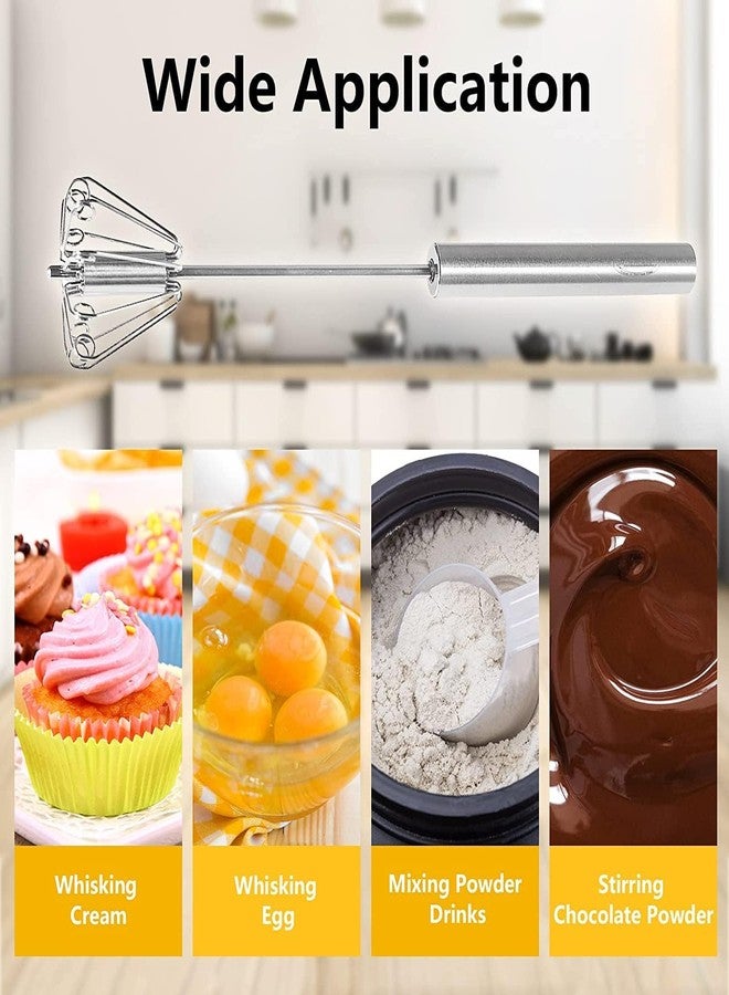 Harman Traders Semi-Automatic Push Rotary Egg Whisk, Stainless Steel, 10 Inch, Hand-Operated Kitchen Whisk for Beating, Blending, Whisking, Milk Frothing - Image 4