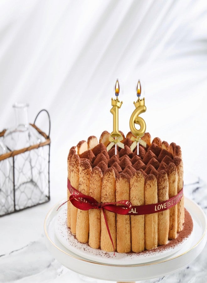 VSHILI 16th Birthday Candles, Gold 16 Year Old Number Birthday Candles, Happy Birthday Party Cake Topper Decoration Gifts for Boys Girls - Image 5
