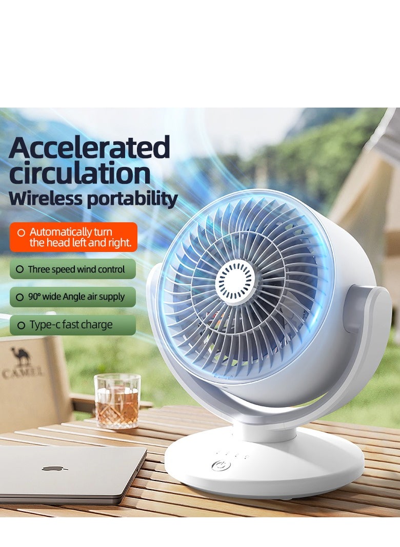 Generic Portable Table Fan, Air Circulation Fan Rechargeable Operated USB Fan, Small Desk Fan with 3 Speeds, Strong Clamp Remote Control Energy Saving and Timer, Personal Fan for Home Office Dorm and Stroller (KS-2023 White)  - Image 1