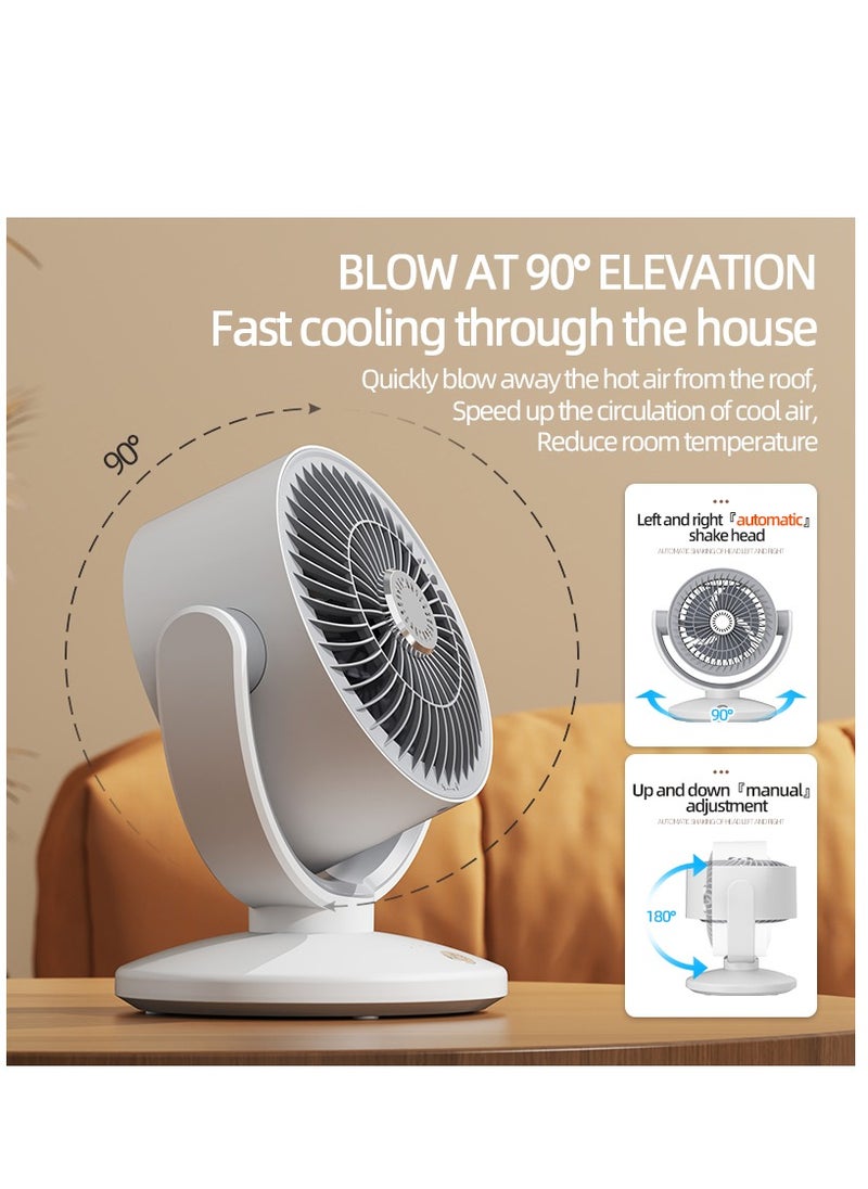 Generic - Portable Table Fan, Air Circulation Fan Rechargeable Operated USB Fan, Small Desk Fan with 3 Speeds, Strong Clamp Remote Control Energy Saving and Timer, Personal Fan for Home Office Dorm and Stroller (KS-2023 White) - Image 1