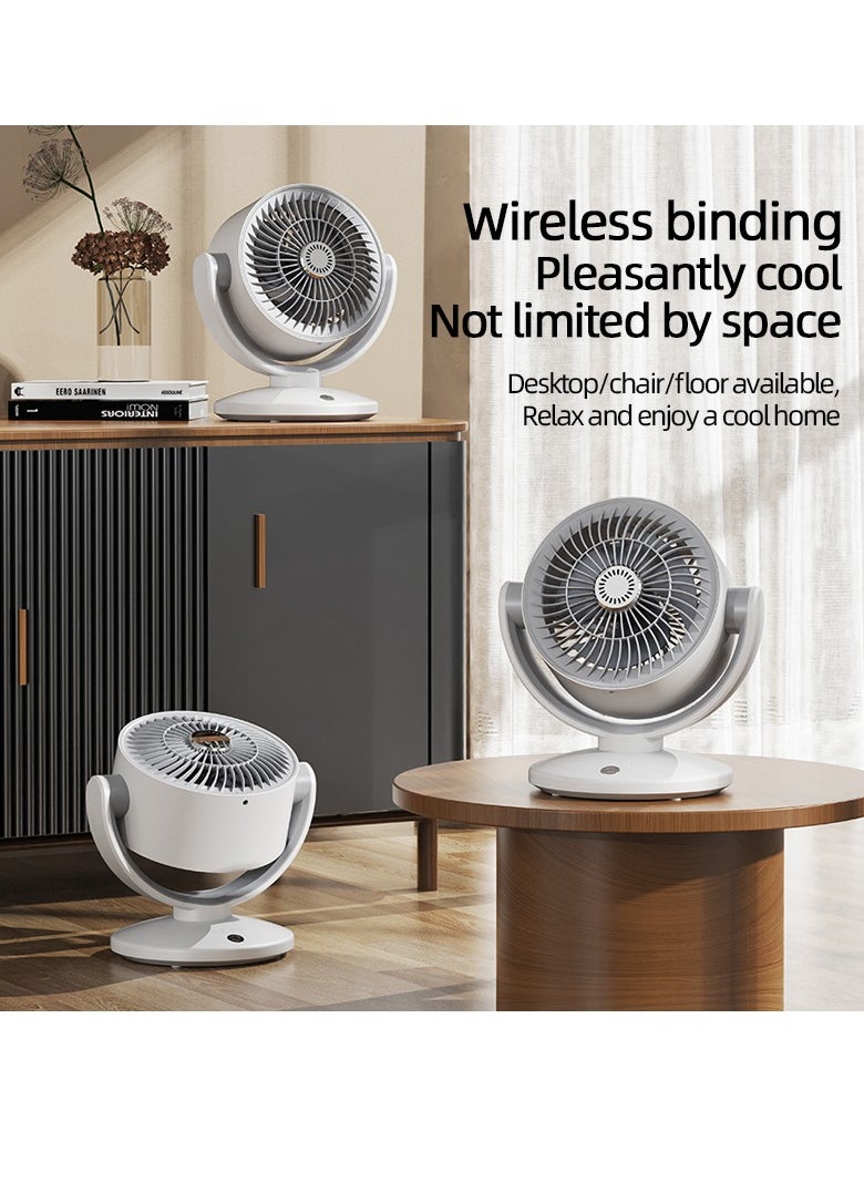 Generic Portable Table Fan, Air Circulation Fan Rechargeable Operated USB Fan, Small Desk Fan with 3 Speeds, Strong Clamp Remote Control Energy Saving and Timer, Personal Fan for Home Office Dorm and Stroller (KS-2023 White)  - Image 2