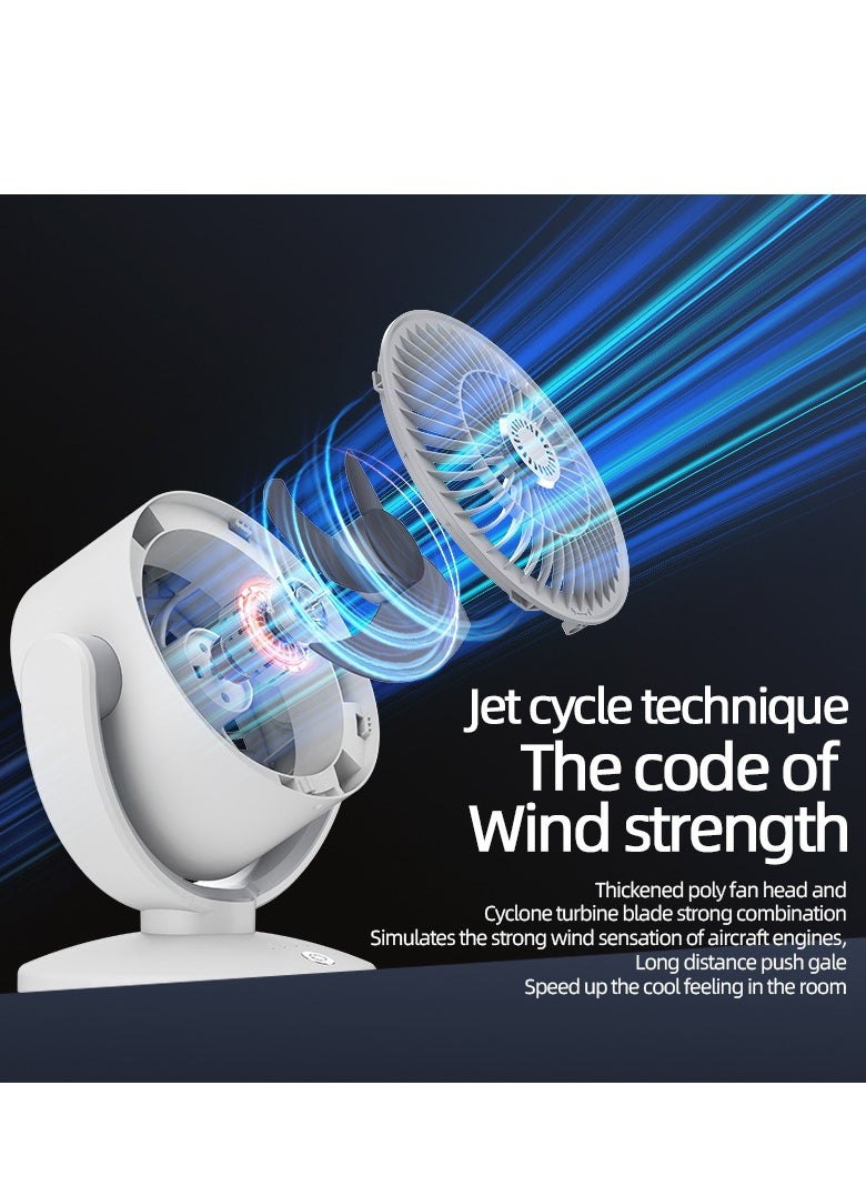 Generic Portable Table Fan, Air Circulation Fan Rechargeable Operated USB Fan, Small Desk Fan with 3 Speeds, Strong Clamp Remote Control Energy Saving and Timer, Personal Fan for Home Office Dorm and Stroller (KS-2023 White)  - Image 3
